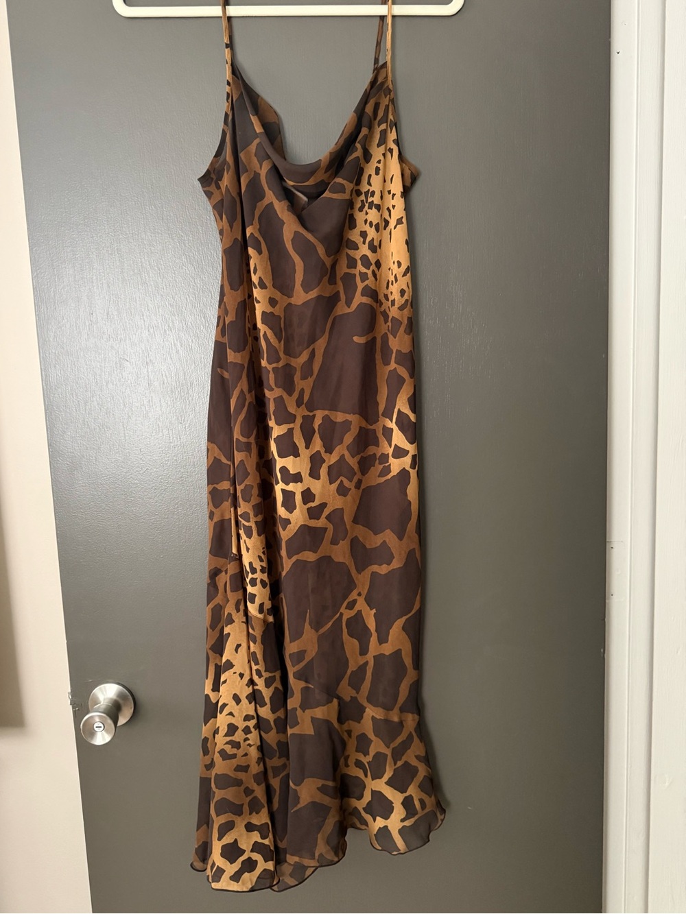Vintage Avon Brown and Tan Animal Print Slip Midi Dress